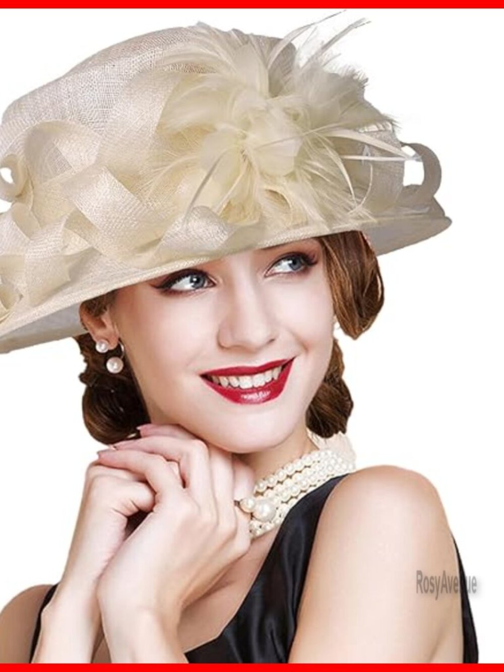 Adjustable Derby Hat with Feather Bow for Weddings Parties